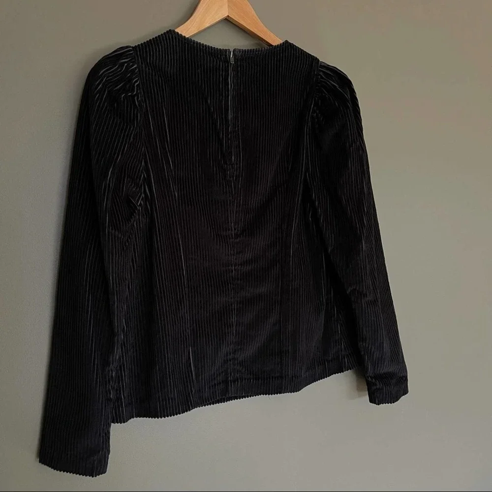 NWT Ulla‎ Johnson Finn Top Round Neck Corduroy Sweater In Black Size 4